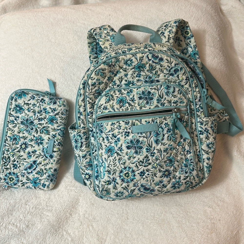 Vera Bradley Cloud Vines Back Pack, Card and phone cases set